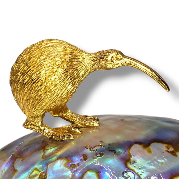 Vintage Paperweight Ariki New Zealand Kiwi Paua Genuine Shell Figurine - Picture 7 of 12